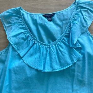 Banana Republic Sky Blue Cotton Ruffle top.